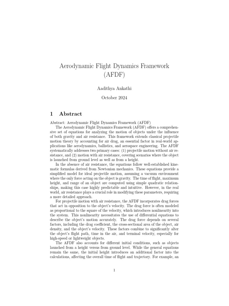 Aerodynamic Flight Dynamics Analysis | PDF | Force | Classical Mechanics