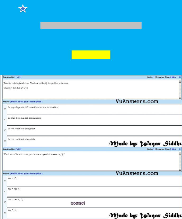 CS201 Final Term Past Papers PDF | PDF