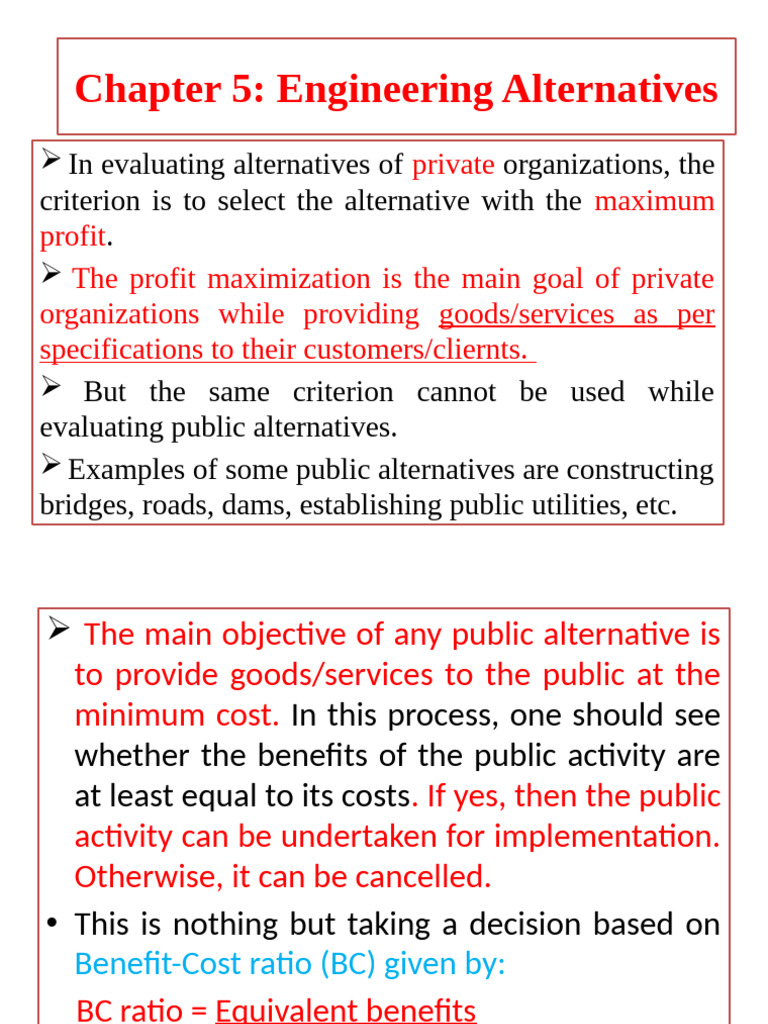 Chapter 5 Eng Alternatives | PDF | Cost–Benefit Analysis | Economies