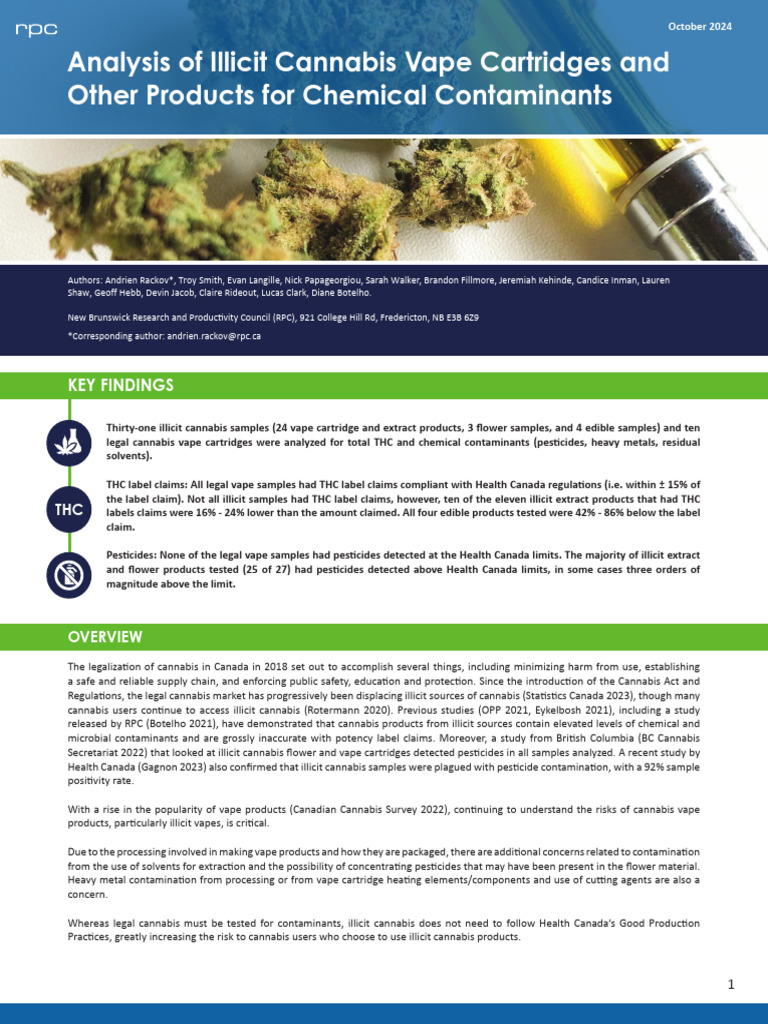 Illicit Cannabis Vape Contaminants Analysis | PDF | Social Aspects Of ...