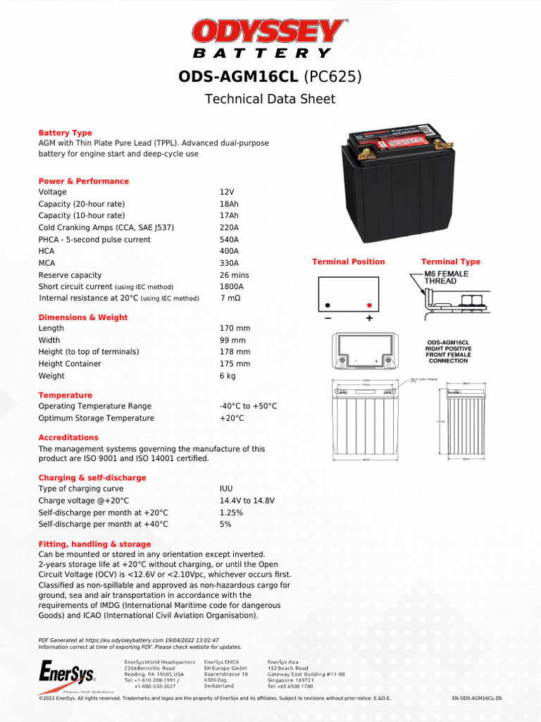 Odyssey PC625 Battery Specifications | PDF | Electrical Engineering ...