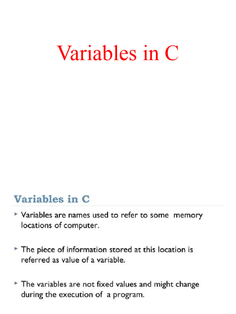 Variables in C | PDF