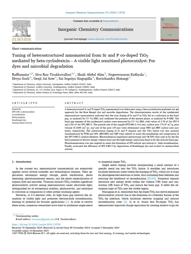 Rafi Paper | PDF | Titanium Dioxide | X Ray Photoelectron Spectroscopy