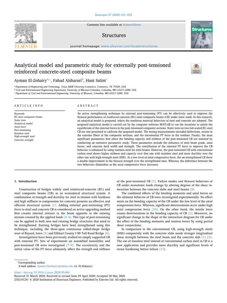 2020 - Analytical Model and Parametric Study For Externally Post ...