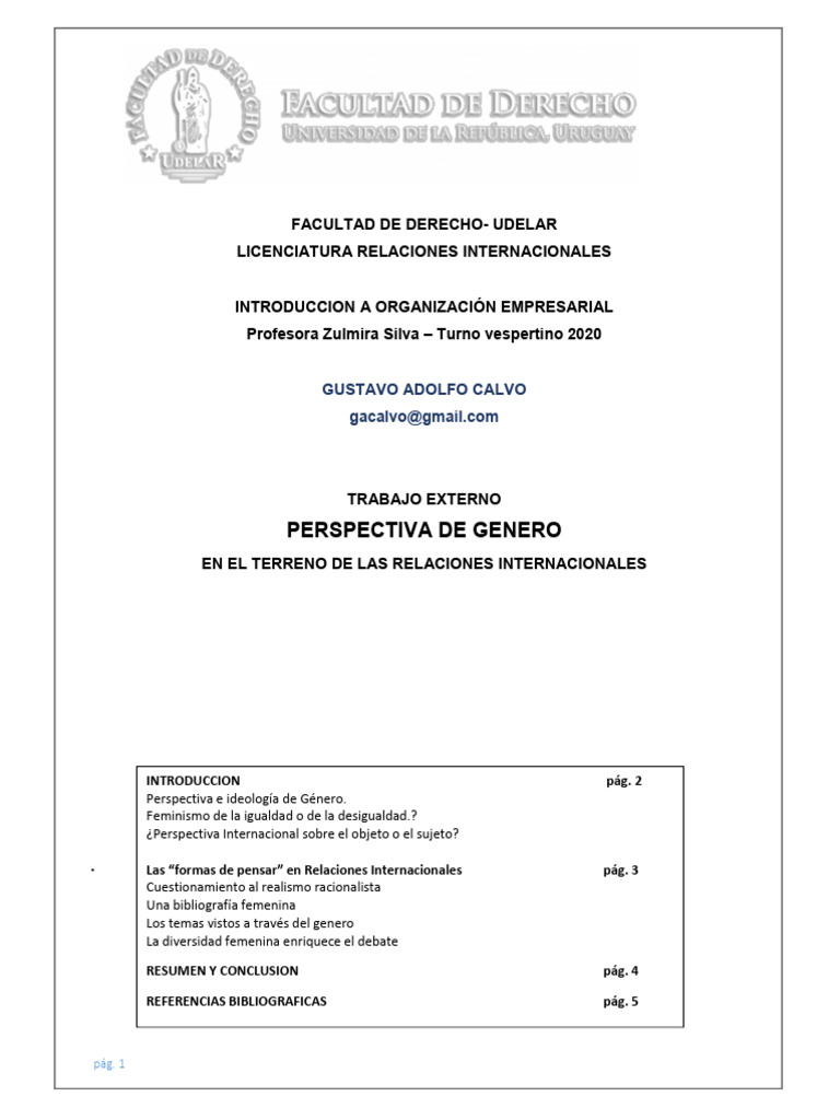 perspectiva de genero _ gustavo calvo _ rrii | PDF | Género | Estudios ...