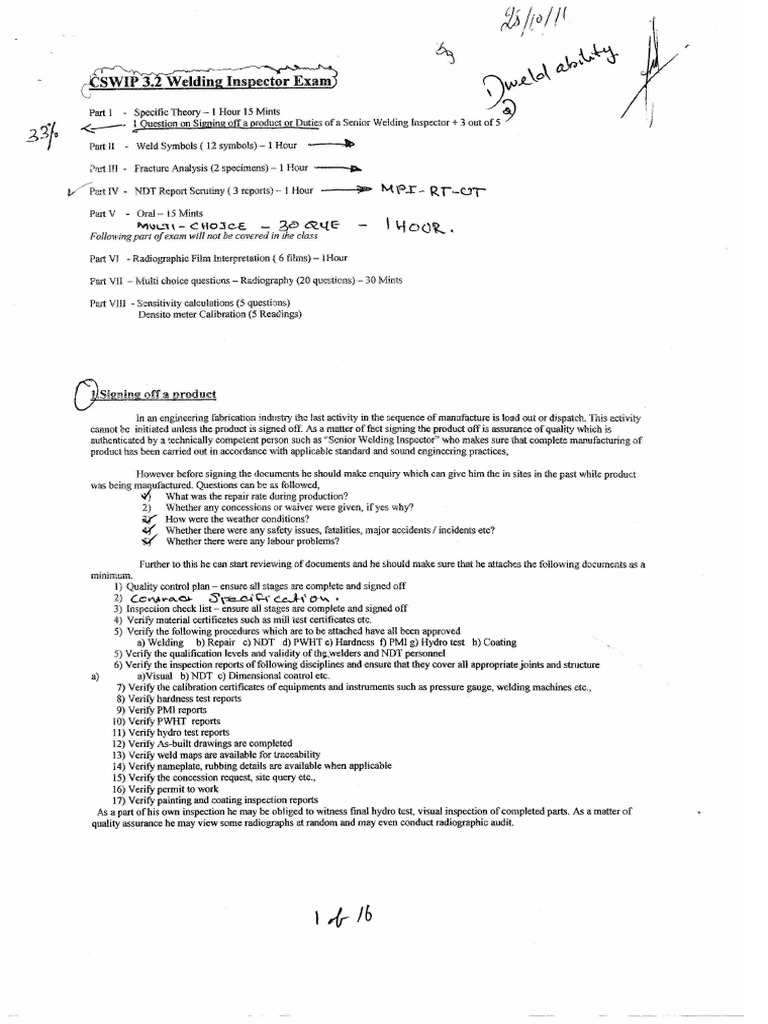 Must Read Short Notes Cswip 3.2 | PDF