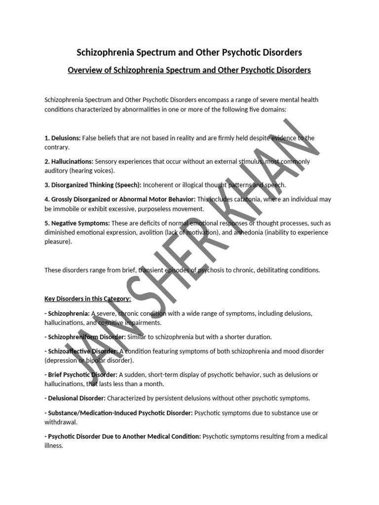 Schizophrenia Spectrum and Other Psychotic Disorders | PDF ...