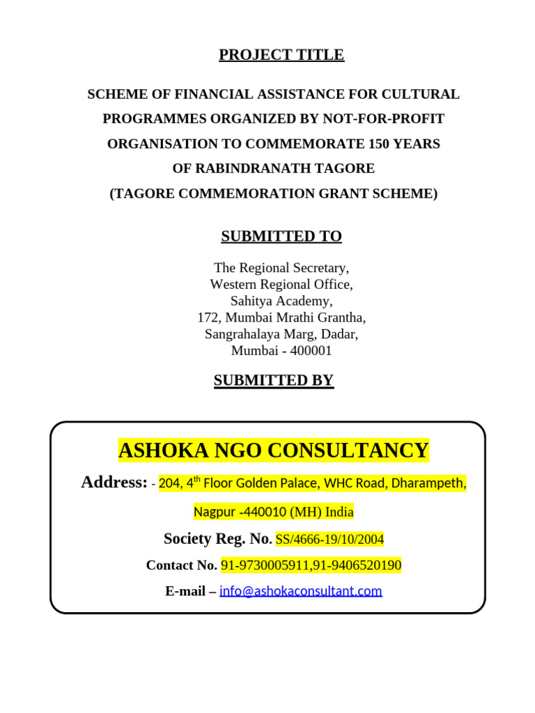 Tagore Commemoration Grant Proposal | PDF | Interest | Non Governmental ...