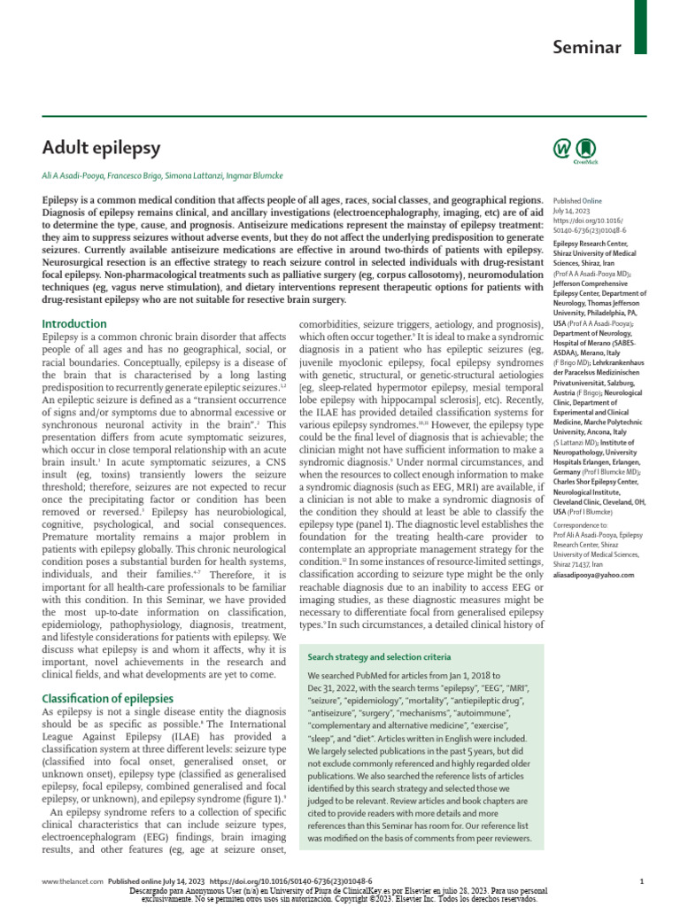 Advances in Adult Epilepsy Management | PDF | Epilepsy | Neurology