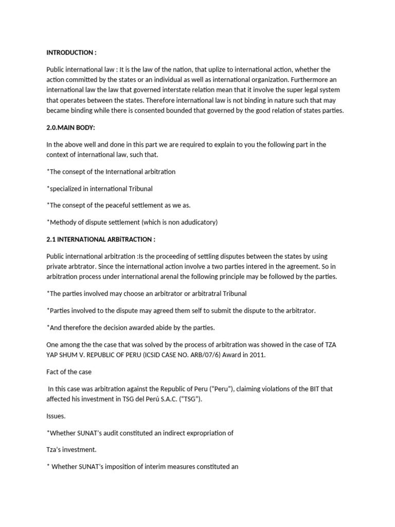 Overview of International Arbitration Law | PDF | Mediation | Dispute ...
