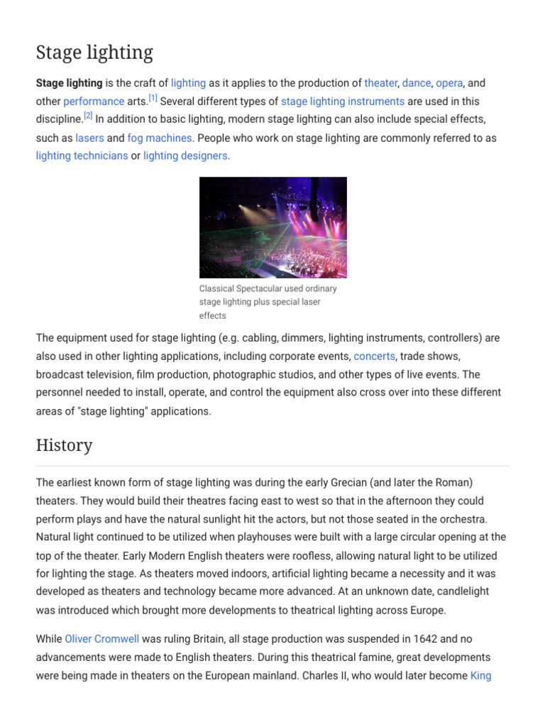 Stage Lighting - Wikipedia | PDF | Architectural Elements | Equipment