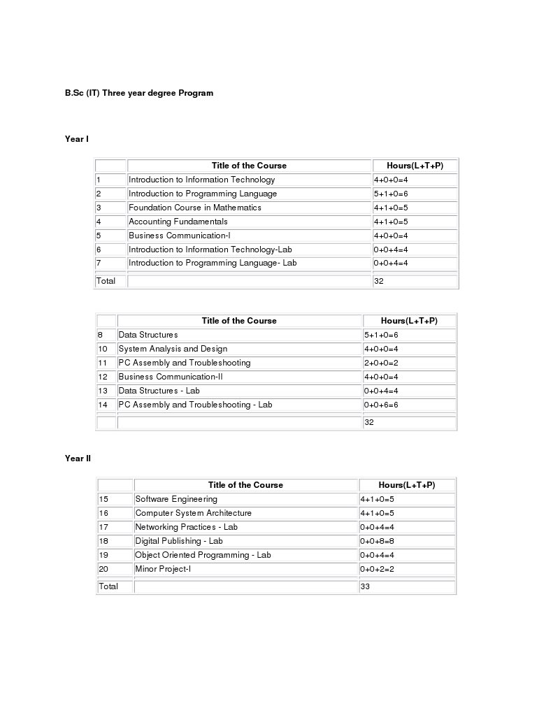 B.Sc IT Degree Program Overview | PDF | Computers