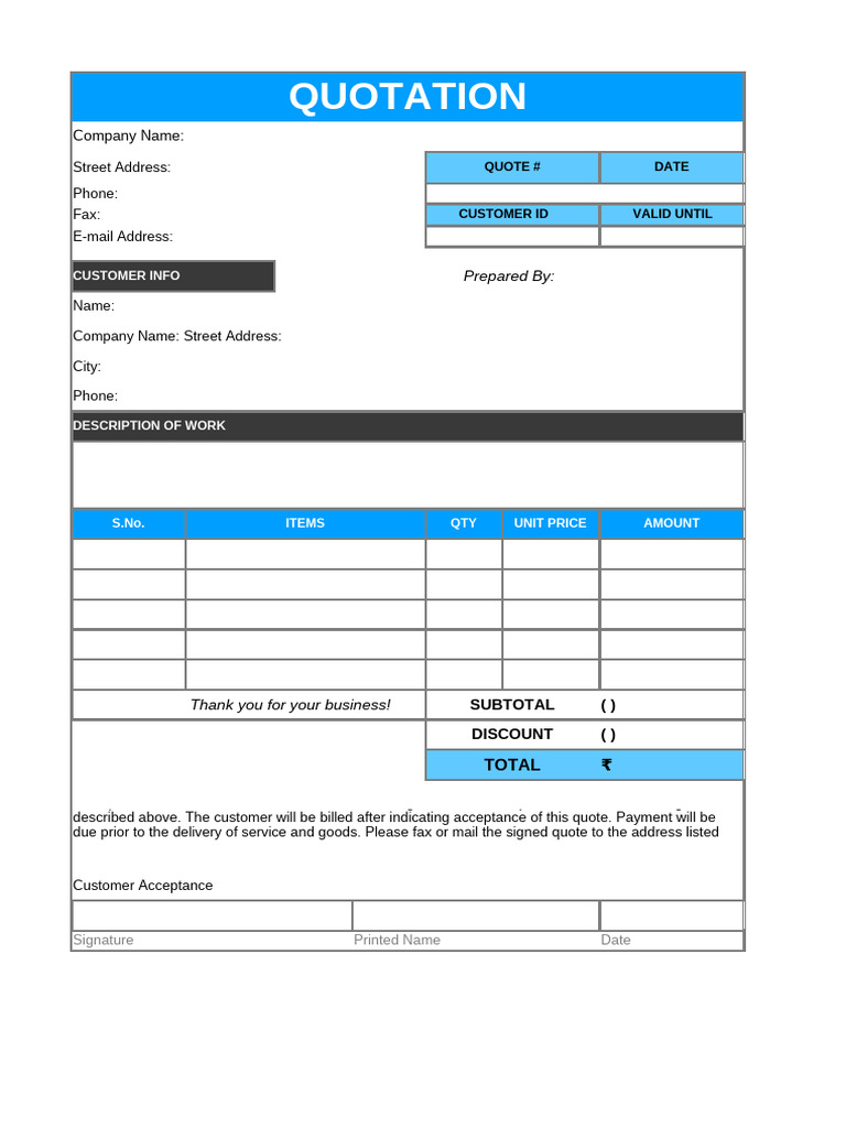 Customer Quotation Template PDF | PDF
