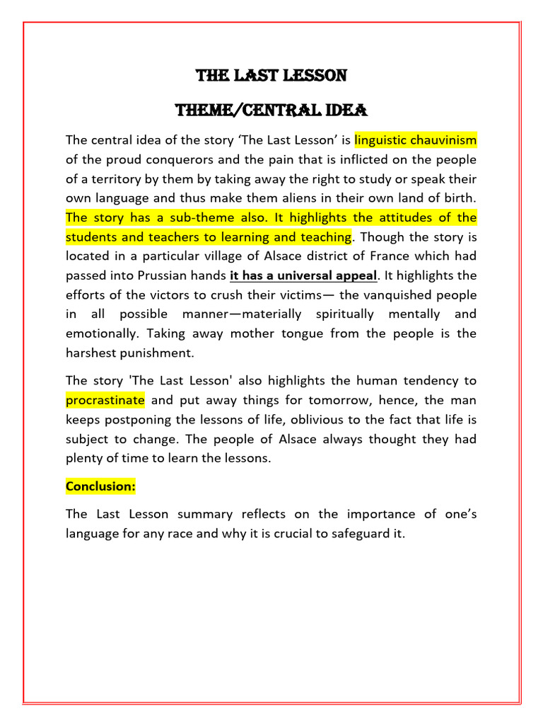 Central Idea of 
