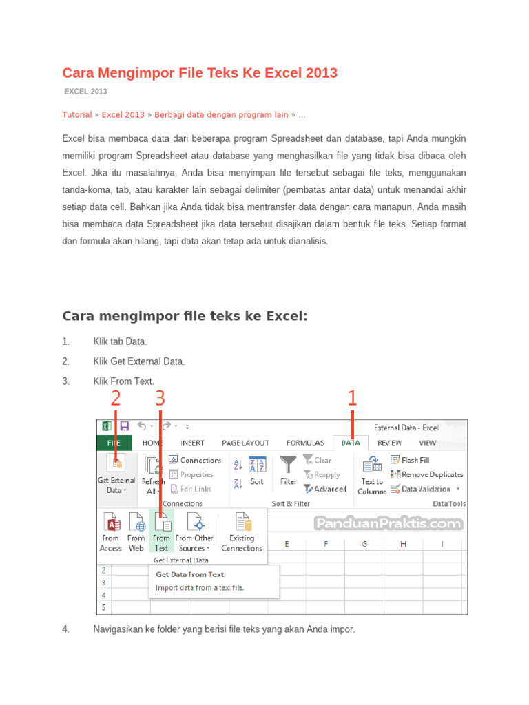 Cara Mengimpor File Teks Ke Excel 2013 | PDF
