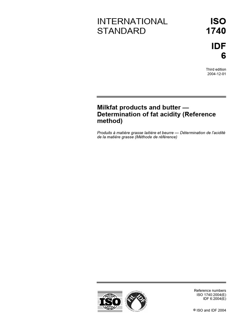 ISO 1740 - 2004 - Milk Fat Products and Butter - Determination of Fat ...