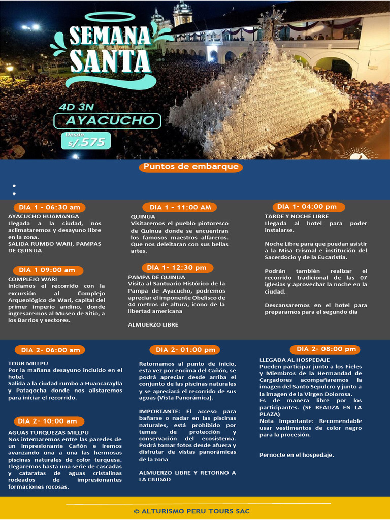 Tour de Semana Santa en Ayacucho 2022 | PDF