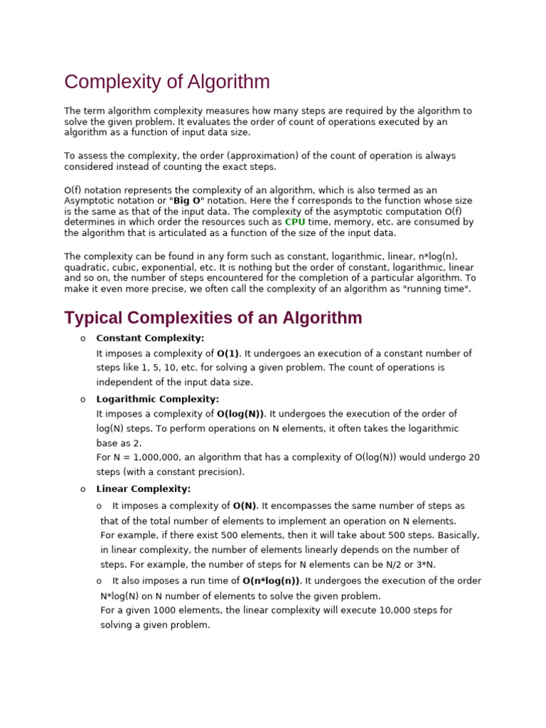 6 Complexity of Algorithm | PDF | Time Complexity | Dynamic Programming