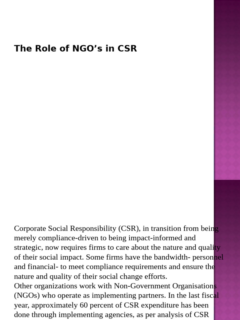 unit 4 CSR | PDF | Corporate Social Responsibility | Non Governmental ...