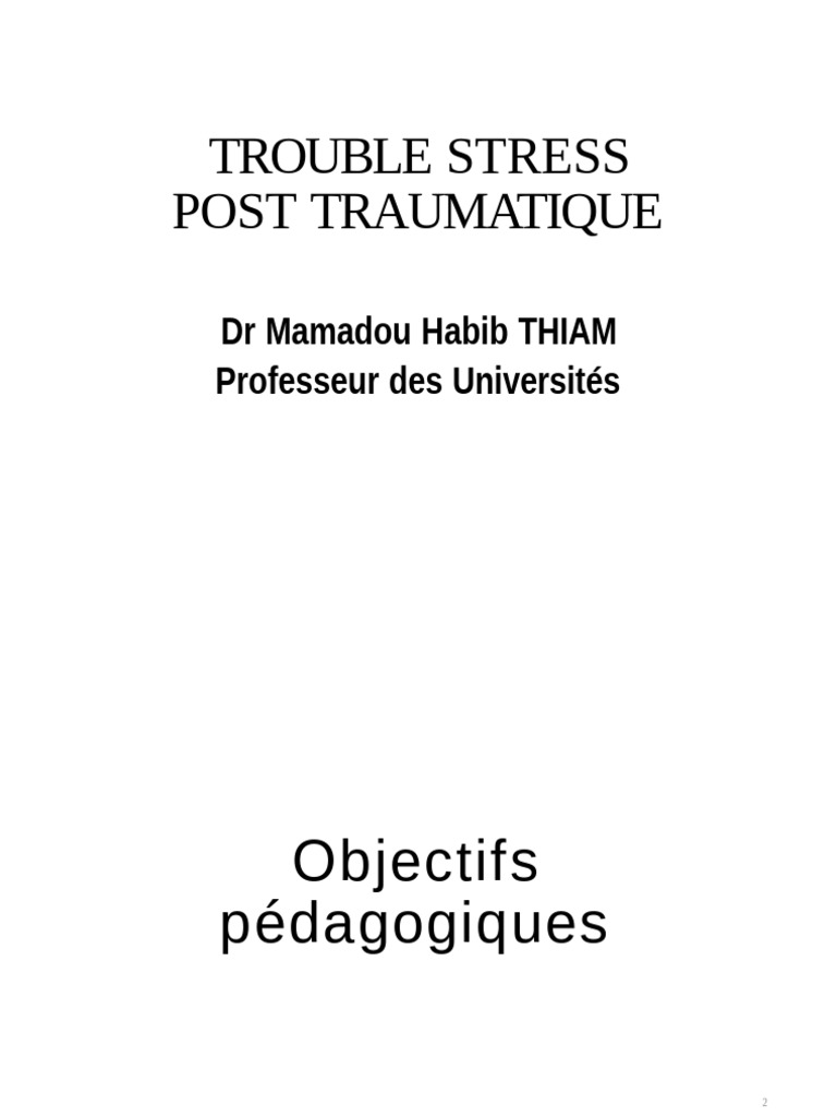 Diagnostic et prise en charge du TSPT | PDF | Intégration neuro ...
