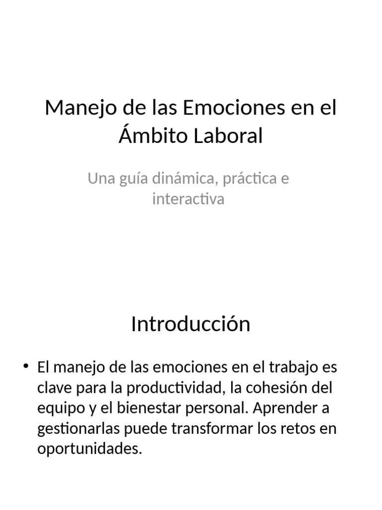 Manejo Emocional en el Trabajo | PDF | Las emociones | Autorregulación ...