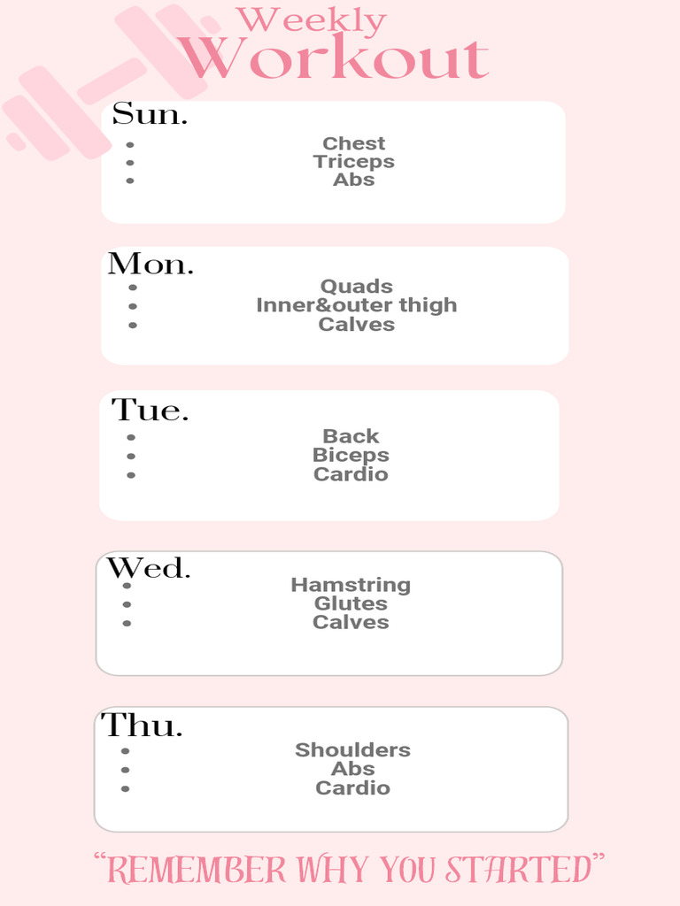 Weekly Full Body Workout Schedule | PDF | Weight Training | Physical ...