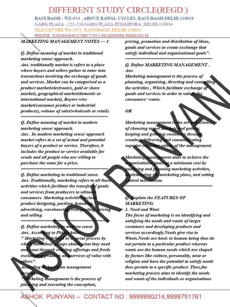 Marketing Management Concepts Explained | PDF | Marketing | Brand