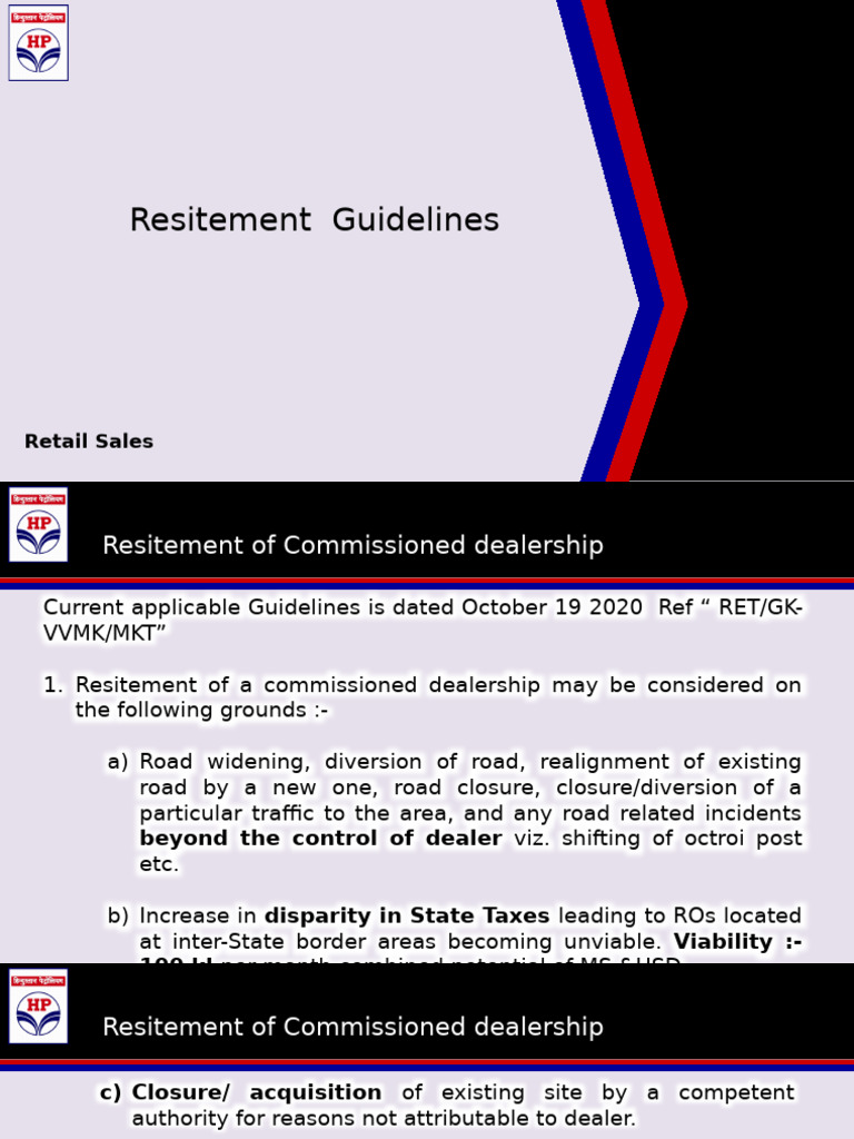Commissioned Dealership Resitement Guidelines | PDF | Taxes ...