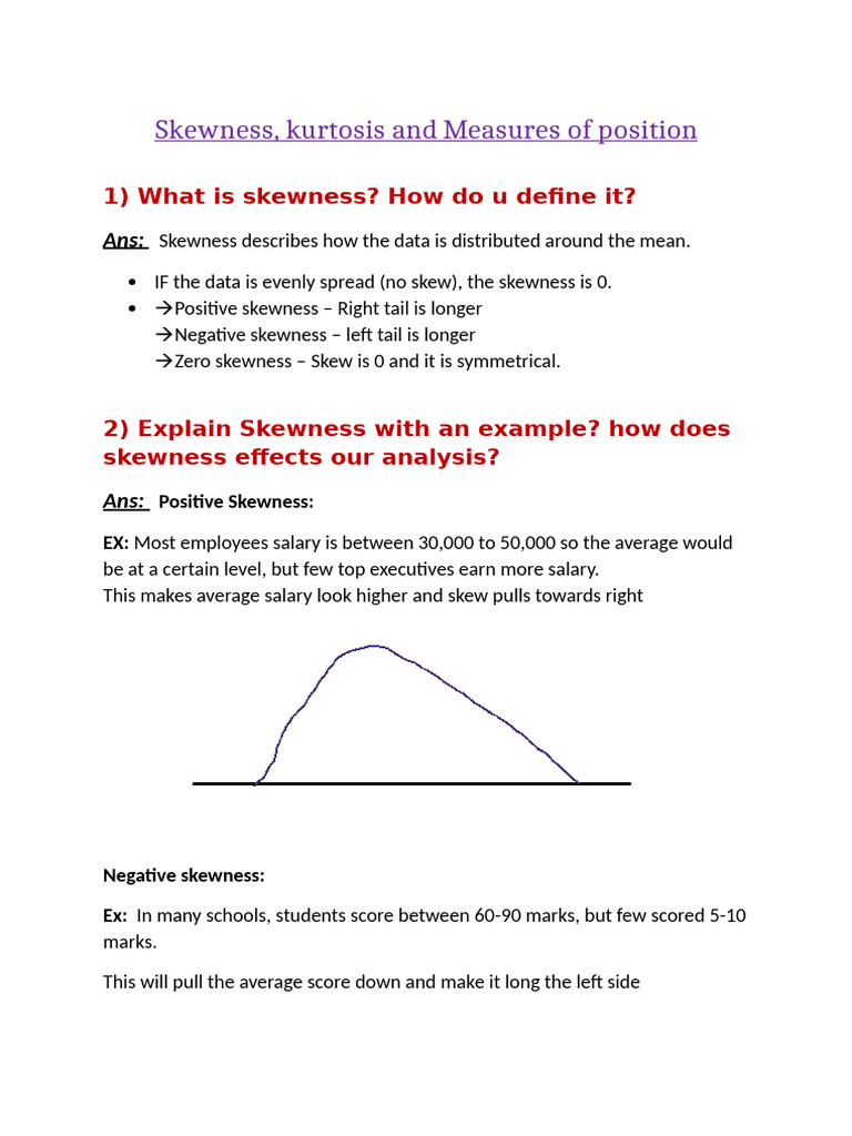 SKew, Kurto and Measures | PDF | Skewness | Mean