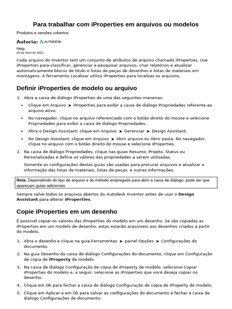 Gerenciamento de iProperties no Inventor | PDF | Janela (informática ...