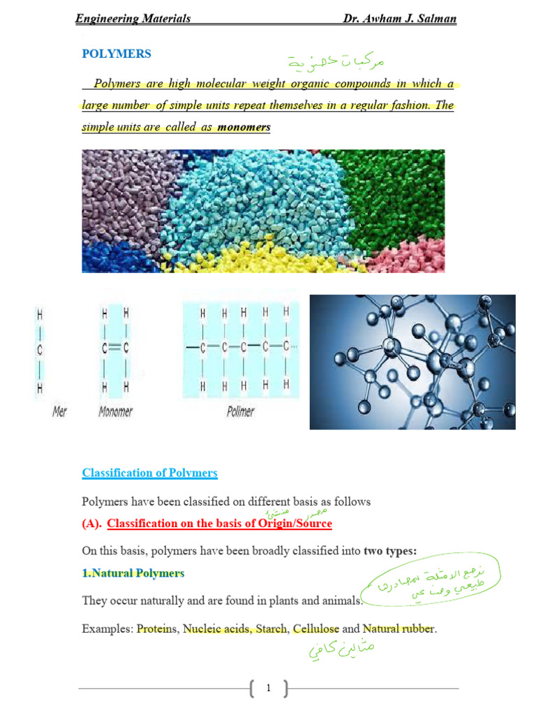 Overview of Polymer Classifications | PDF | Polymers | Deformation ...