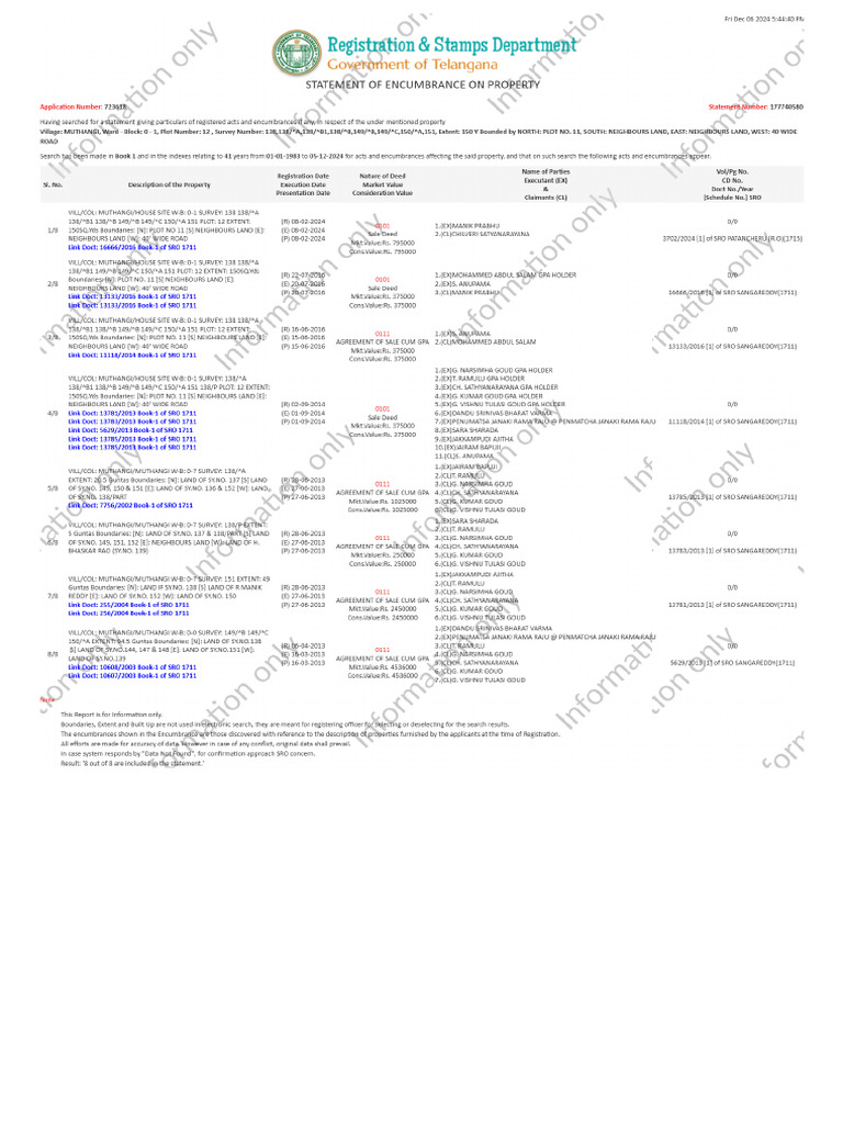 Statement of Encumbrance on Property1 PDF