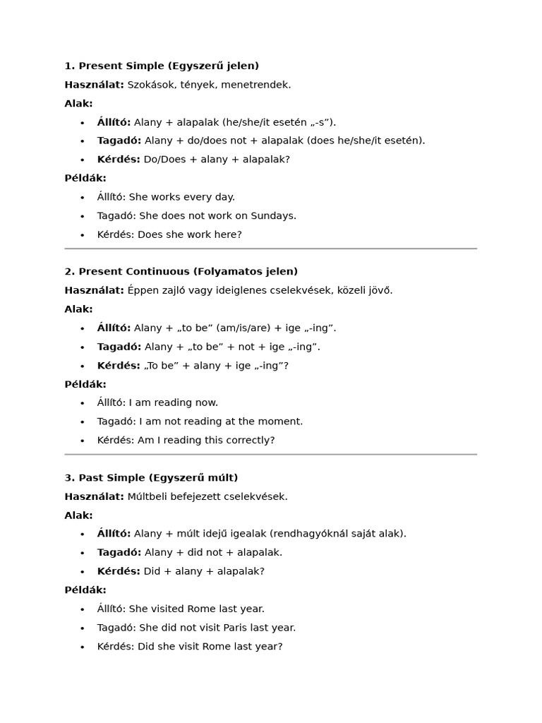 Angol Igeidők | PDF