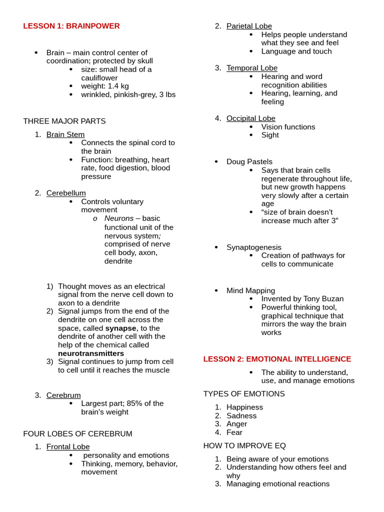 Perdev Reviewer Second Quarter | PDF | Brain | Neuron