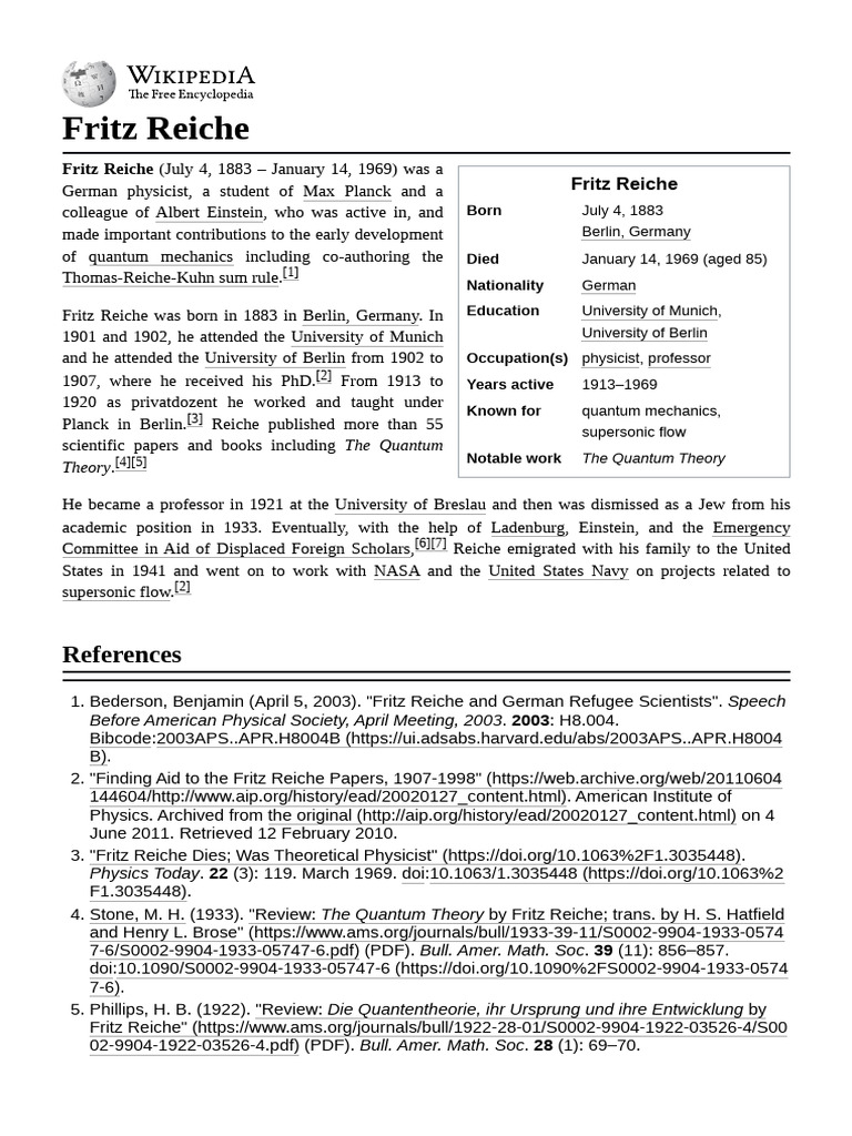 Fritz_Reiche | PDF | Physics | Theoretical Physics