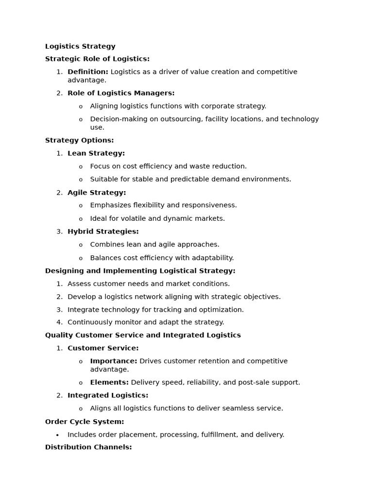 Effective Logistics Strategy Guide | PDF