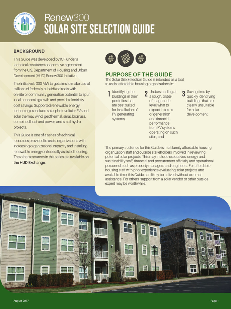 Solar Site Selection Guide for Housing | PDF | Photovoltaics ...