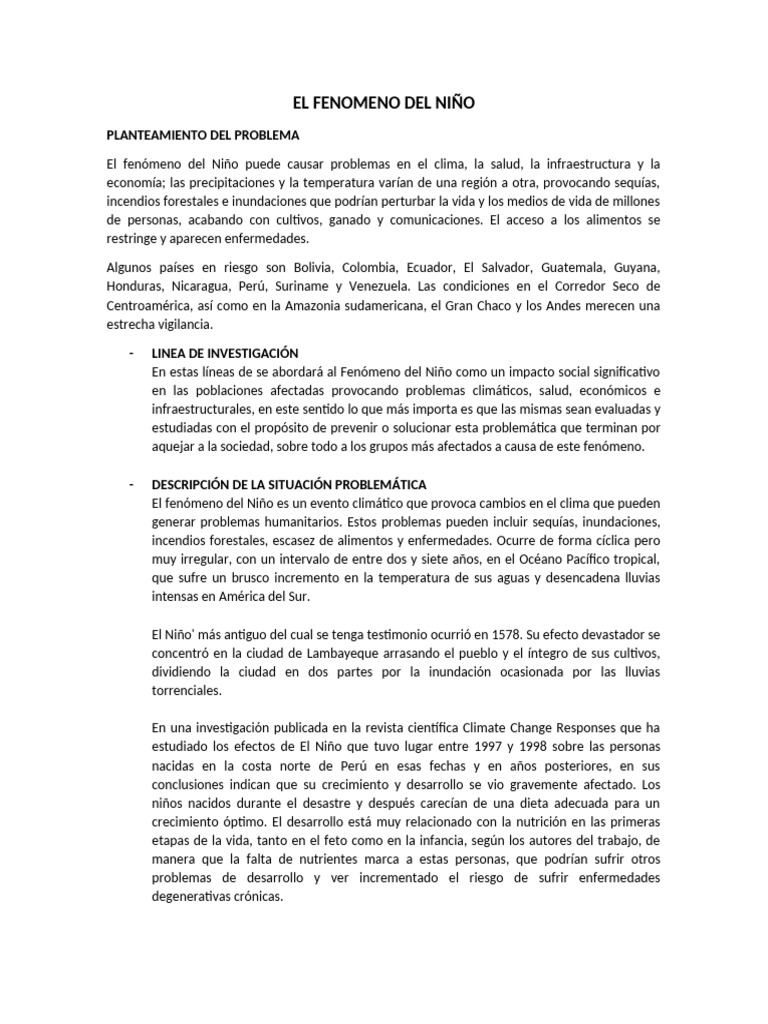 EL FENOMENO DEL NIÑO | PDF | Inundar | Ciencias de la Tierra