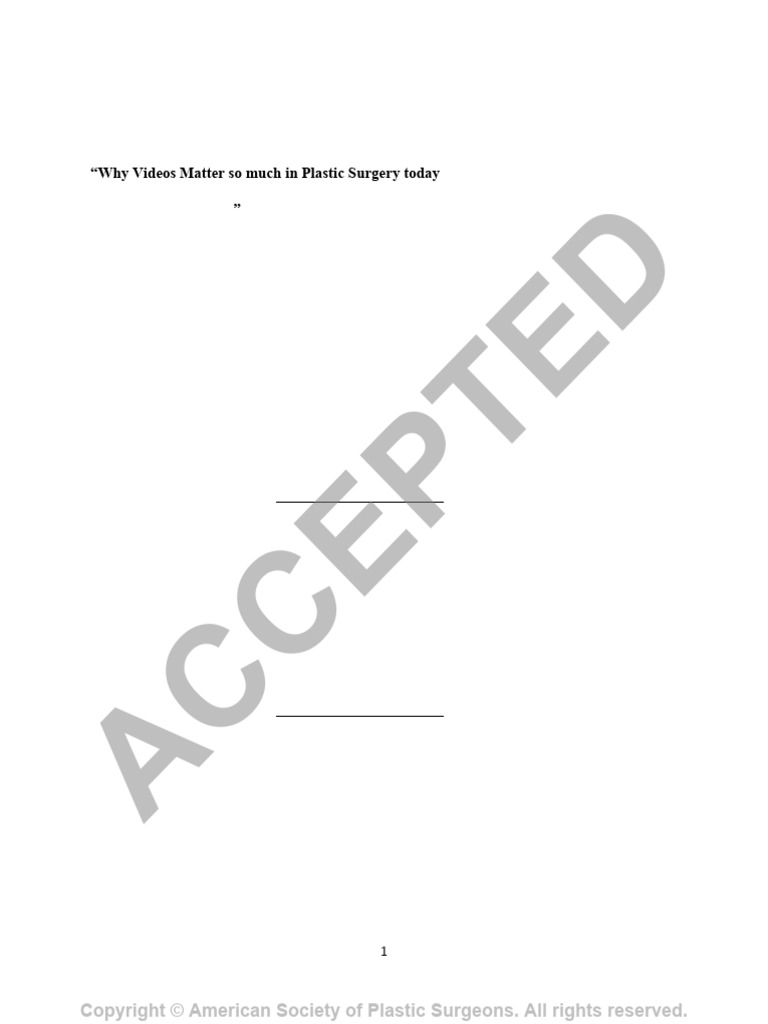 Accepted | PDF | Plastic Surgery | Clinical Medicine
