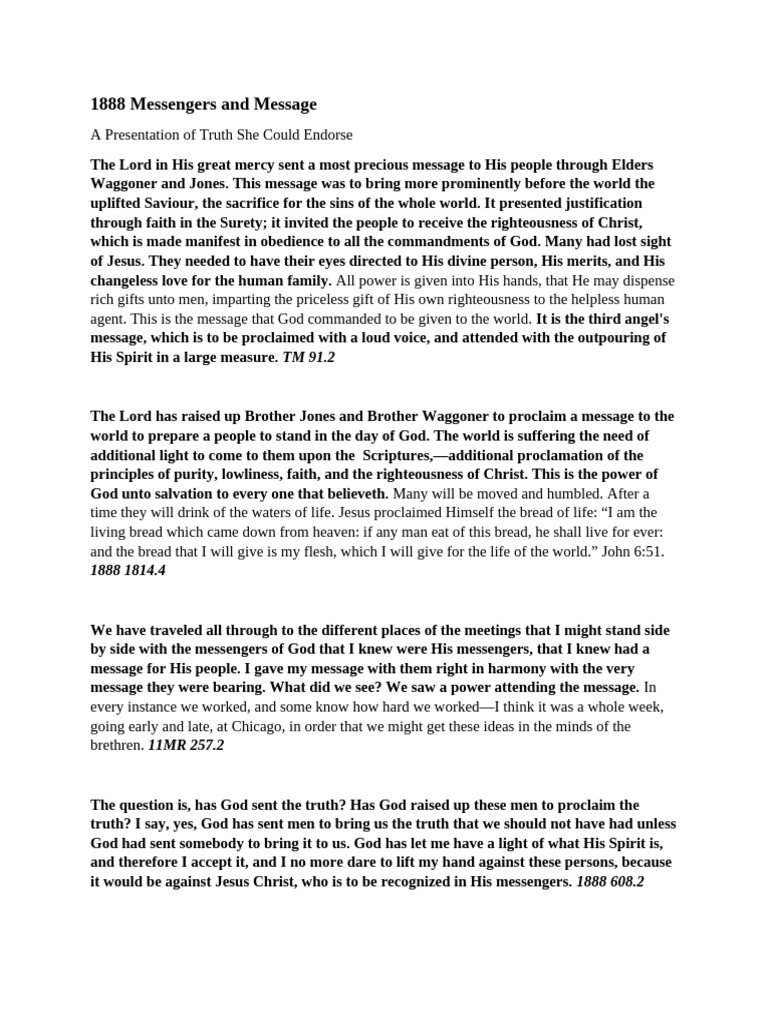 1888 Message: Righteousness by Faith | PDF | Jesus | Justification ...