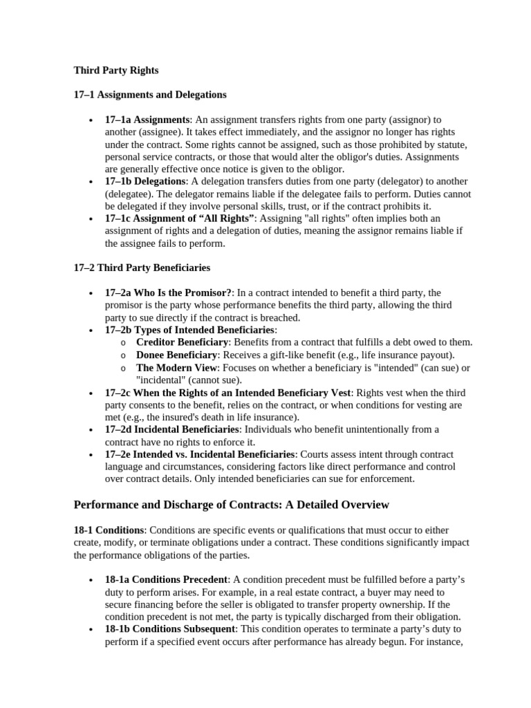 Third Party Rights and Contract Discharge | PDF | Assignment (Law ...