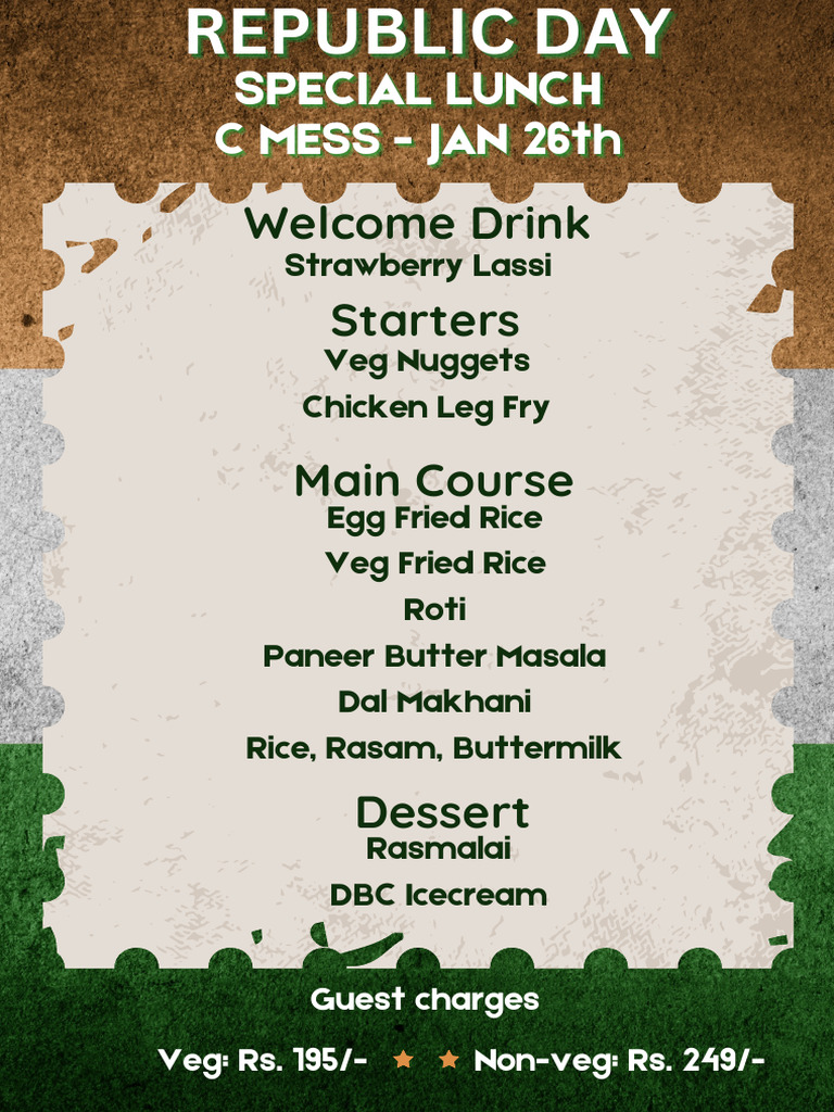 C Mess Republic Day Lunch Menu | PDF