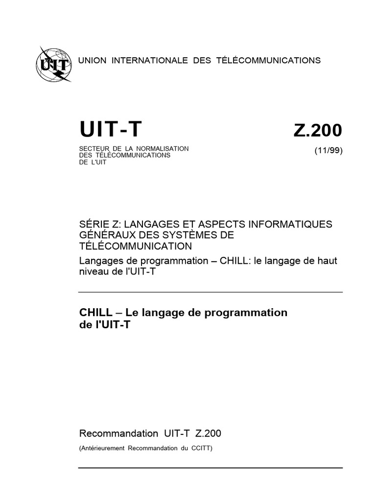 CHILL : Langage de programmation UIT-T | PDF | Union internationale des ...