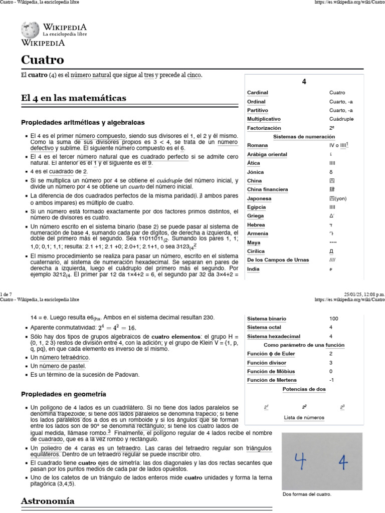 Cuatro - Wikipedia, La Enciclopedia Libre | PDF | Matemáticas discretas ...