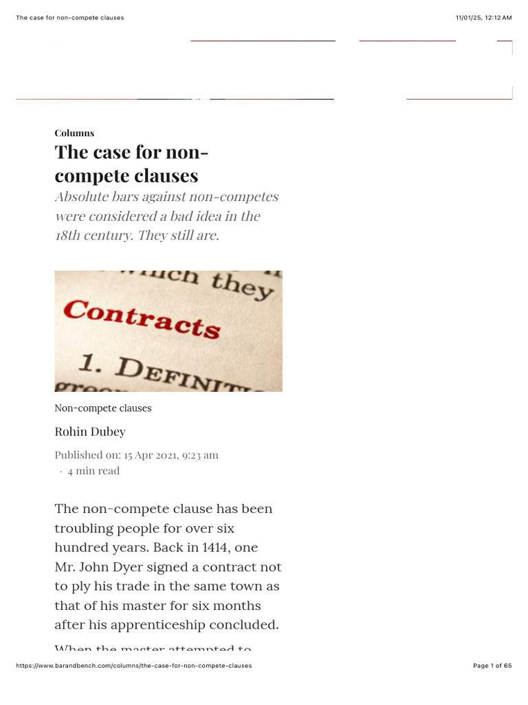Non-Compete Clauses Explained | PDF | Arbitration | Mediation