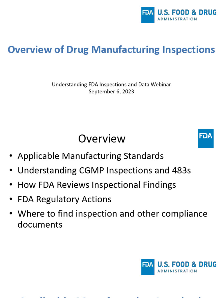 Overview of Drug Manufacturing Inspections 1694270341 | PDF | Food And ...