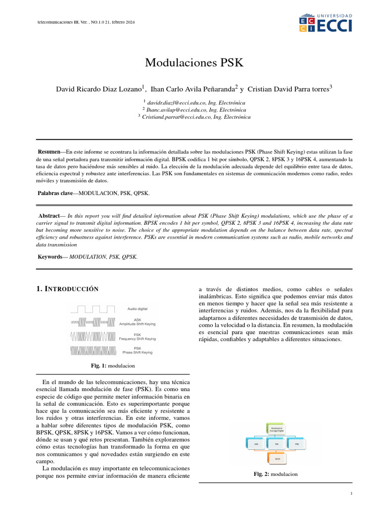 Modulación PSK en Telecomunicaciones | PDF | Modulación | Protocolos de ...