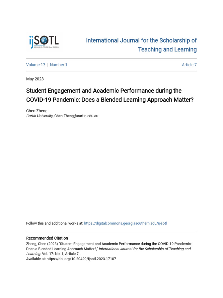 Blended Learning Impact on Student Engagement | PDF | Endogeneity ...