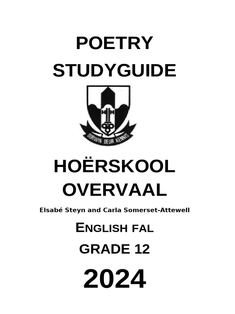 Grade 12 Poetry Study Guide | PDF | Poetry | Rhyme