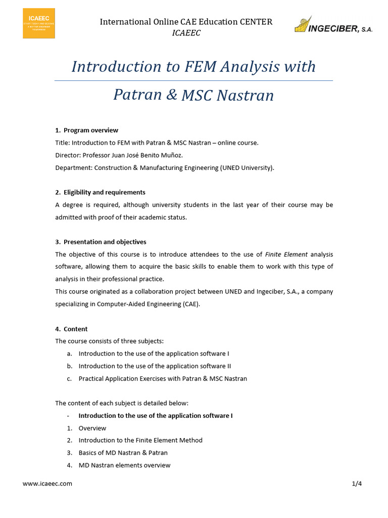 Online FEM Analysis Course with Patran | PDF | Finite Element Method ...